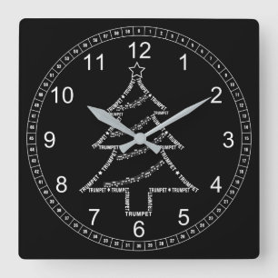 Reloj Cuadrado Árbol de Navidad de texto de Trump