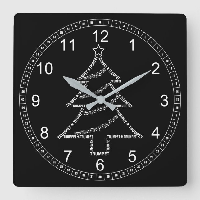 Reloj Cuadrado Árbol de Navidad de texto de Trump (Anverso)