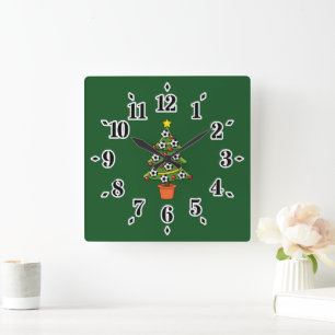 Reloj Cuadrado Árbol de Navidad del fútbol de fútbol