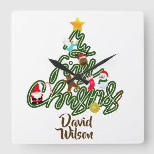 Reloj Cuadrado Árbol de Navidad Mi Primer Navidad para Niños