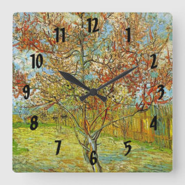 Reloj Cuadrado Árbol de rosa en flor, recuerdo de malva