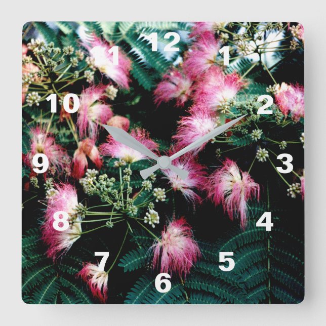 Reloj Cuadrado Árbol de seda (Anverso)