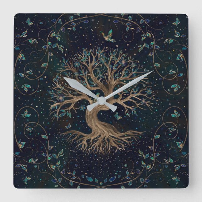 Reloj Cuadrado Árbol de vida - Yggdrasil (Anverso)