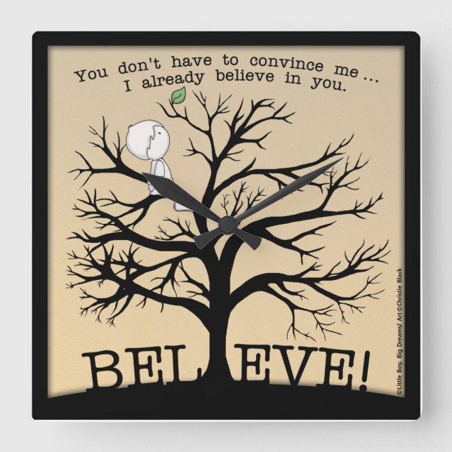 Reloj Cuadrado Árbol en flor (Anverso)