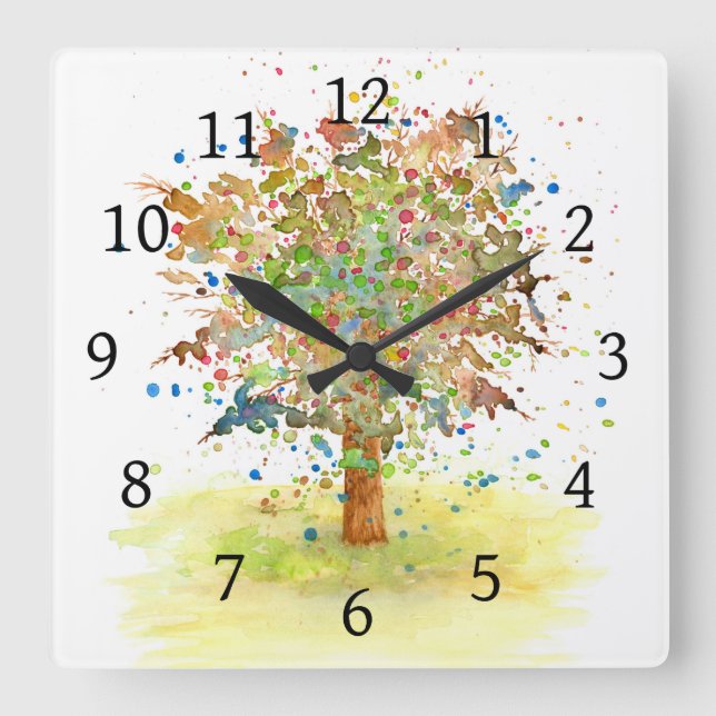 Reloj Cuadrado Árbol horizontal 466 (Anverso)