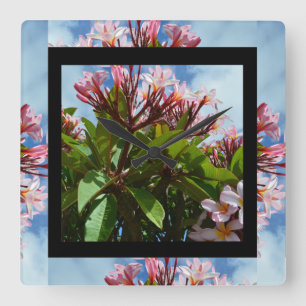 Reloj Cuadrado Árbol rosa Plumeria Frangipani,