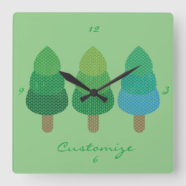 Reloj Cuadrado Árboles de bosques verdes Thunder_Cove (Anverso)