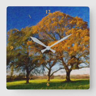 Reloj Cuadrado Árboles otoñales