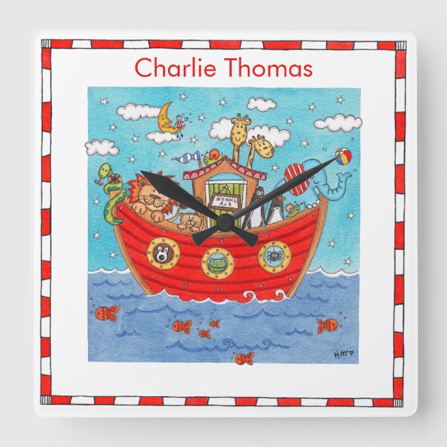 Reloj Cuadrado Arca de Noé personalizada (Anverso)