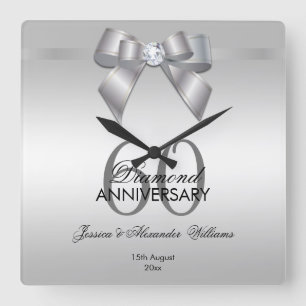 Reloj Cuadrado Arco de la gema y aniversario de boda elegantes de