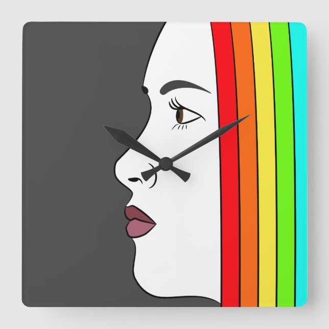 Reloj Cuadrado Arcoiris (Anverso)