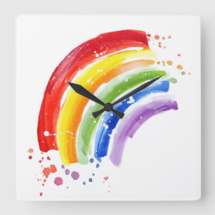 Reloj Cuadrado Arcoiris de color de agua