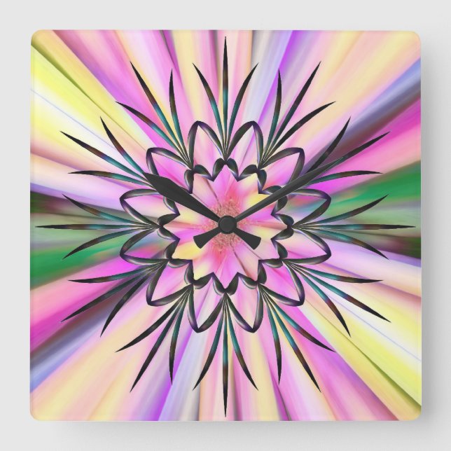 Reloj Cuadrado Arcoiris e hierro forjado (Anverso)