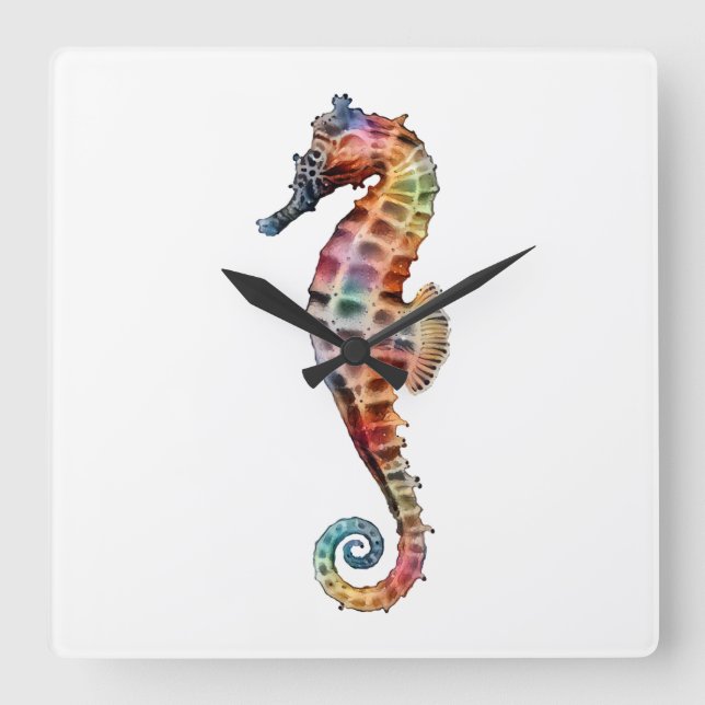 Reloj Cuadrado Arcoiris marino (Anverso)
