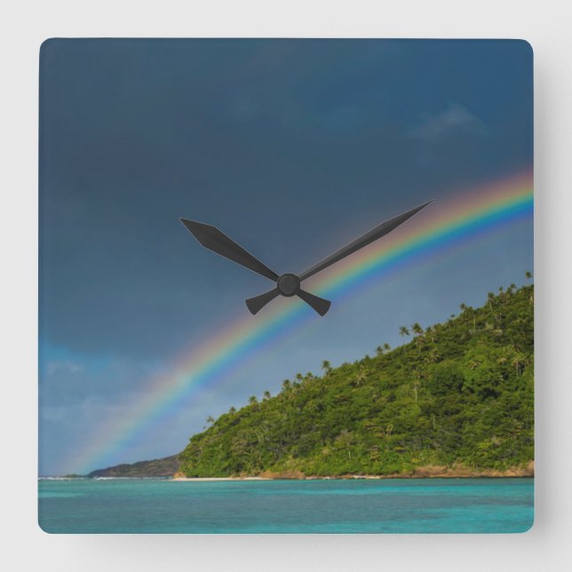 Reloj Cuadrado Arcoiris sobre la isla, Samoa Americana (Anverso)