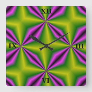 Reloj Cuadrado arcoiris verde púrpura