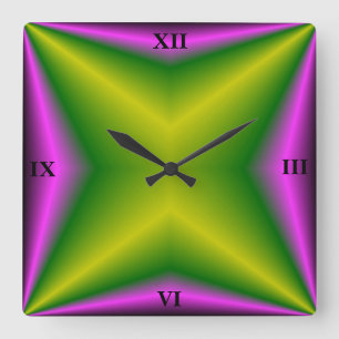 Reloj Cuadrado arcoiris verde púrpura