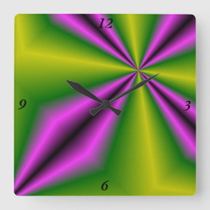 Reloj Cuadrado arcoiris verde púrpura