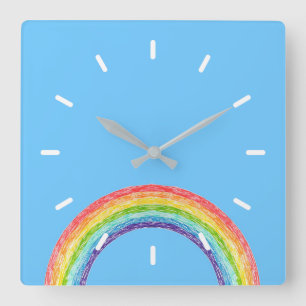 Reloj Cuadrado Arcoiris y cielo azul