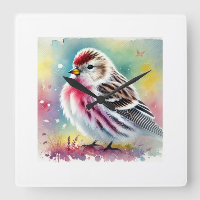 Reloj Cuadrado Arctic redpoll 211024AREF151 - Watercolor (Anverso)