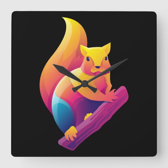 Reloj Cuadrado Ardilla (Anverso)