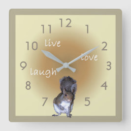 Reloj Cuadrado ardilla - vive - amor - risa