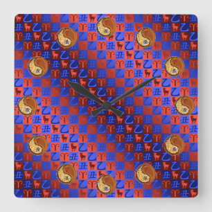 Reloj Cuadrado Aries & Buey de Madera