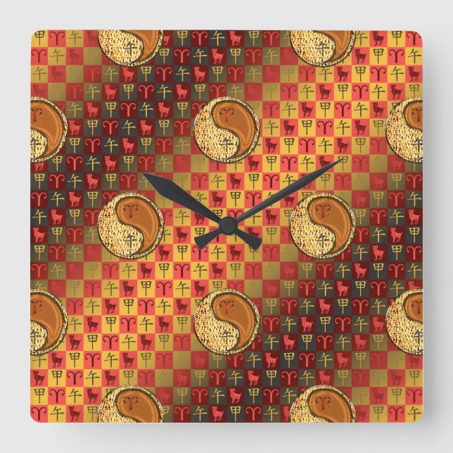 Reloj Cuadrado Aries & Caballo de Madera (Anverso)