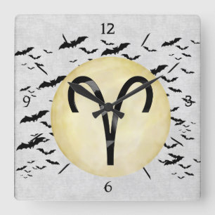 Reloj Cuadrado Aries de la luna del palo