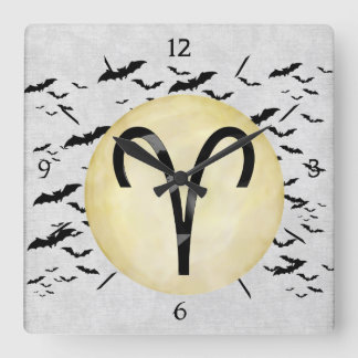 Reloj Cuadrado Aries de la luna del palo