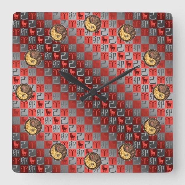 Reloj Cuadrado Aries & Earth Rabbit (Anverso)