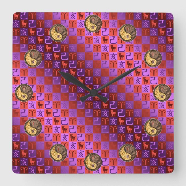 Reloj Cuadrado Aries y Cerdo de Tierra (Anverso)