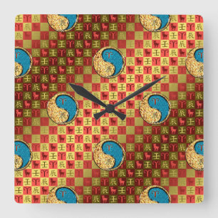 Reloj Cuadrado Aries y Dragón de Agua
