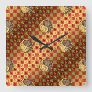 Reloj Cuadrado Aries y Dragón de Tierra