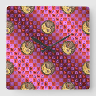 Reloj Cuadrado Aries y Gallo de Tierra
