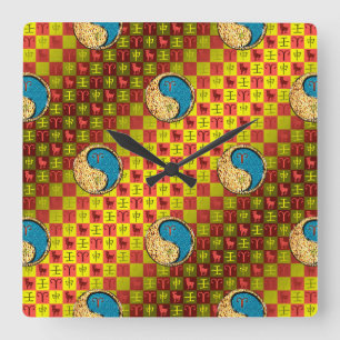 Reloj Cuadrado Aries y Mono de Agua