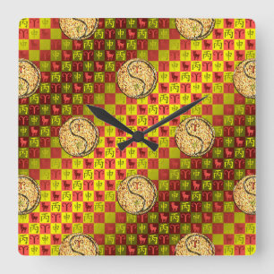 Reloj Cuadrado Aries y Mono de Fuego