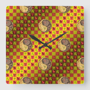 Reloj Cuadrado Aries y Mono de Tierra