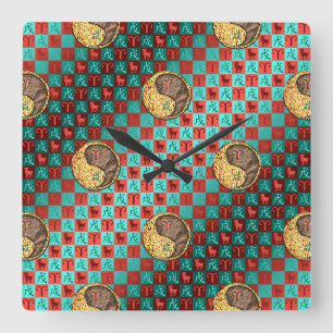 Reloj Cuadrado Aries y Perro de Tierra