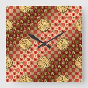 Reloj Cuadrado Aries y Rata de Fuego