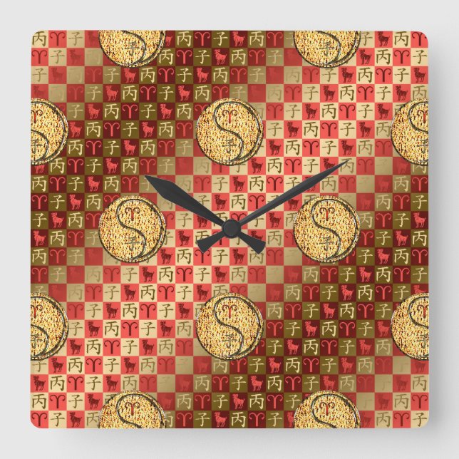 Reloj Cuadrado Aries y Rata de Fuego (Anverso)