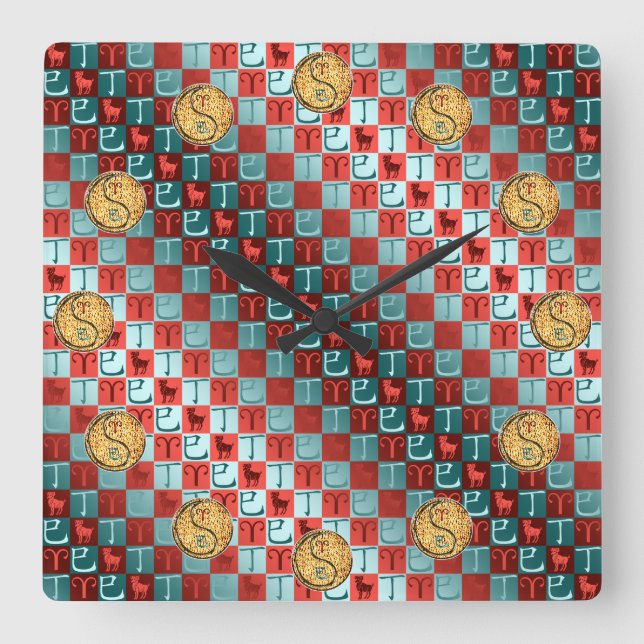 Reloj Cuadrado Aries y Serpiente de Fuego (Anverso)