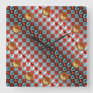 Reloj Cuadrado Aries y Serpiente de Madera