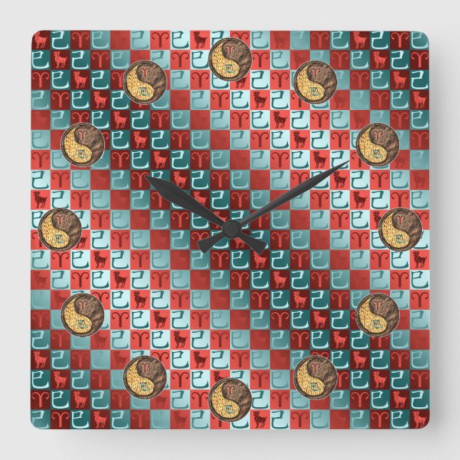 Reloj Cuadrado Aries y Serpiente de Tierra (Anverso)