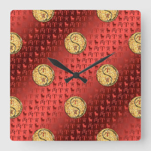 Reloj Cuadrado Aries y Tigre de Fuego