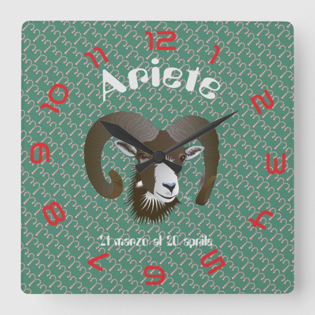 Reloj Cuadrado Ariete 21 marzo al 20 aprile Orologio (Anverso)