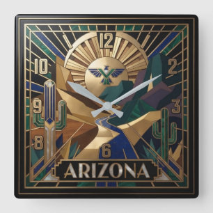 Reloj Cuadrado Arizona Art Deco Square Southwest Desert Landscape