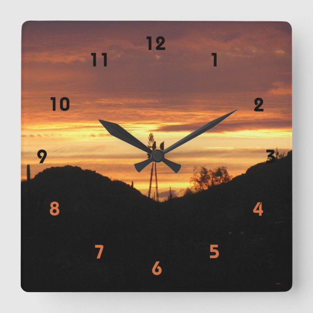 Reloj Cuadrado Arizona Sunset Clock (Anverso)