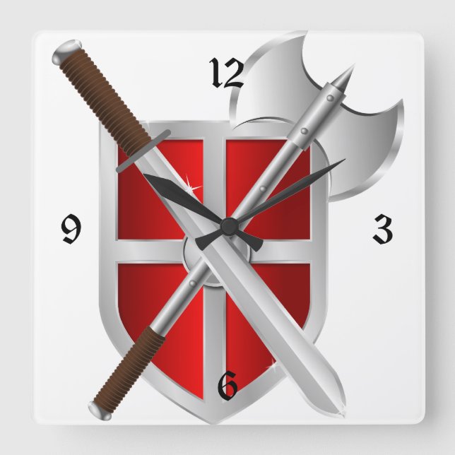 Reloj Cuadrado Armas cruzadas en escudo (Anverso)