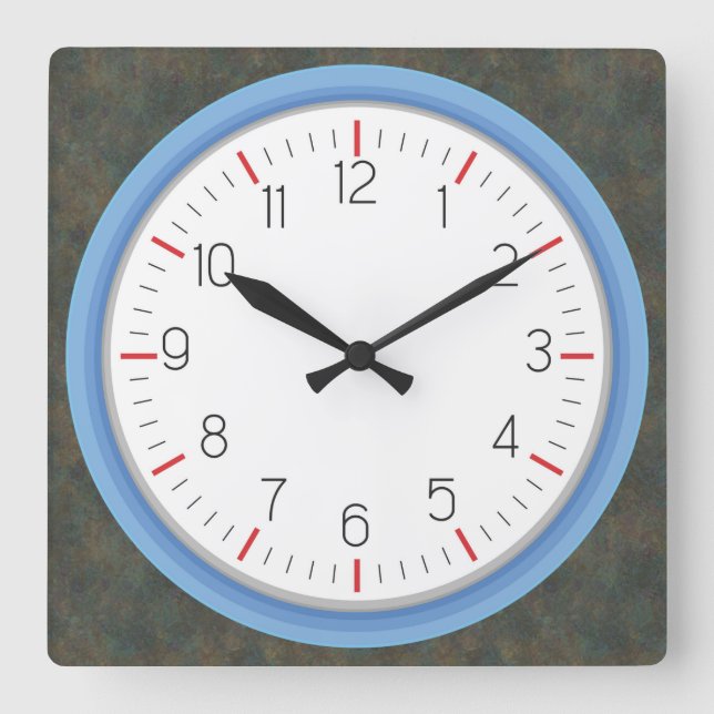 Reloj Cuadrado Armazón azul deslumbrado (Anverso)
